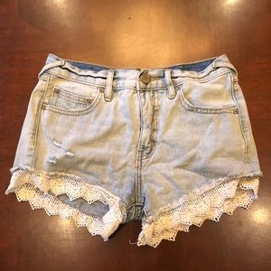 Lace Denim Shorts